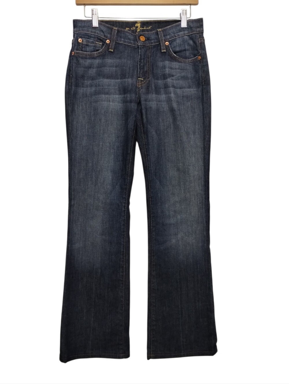 7 For All Mankind Women's 27 Bootcut Jeans Denim Pants Dark Blue Boho